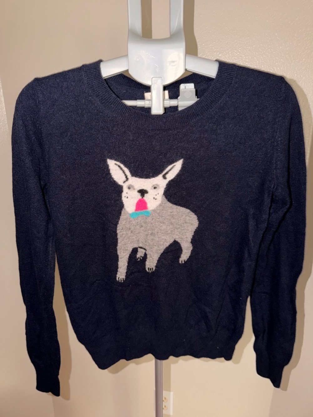 J.Crew Blue French Bulldog Sweater
